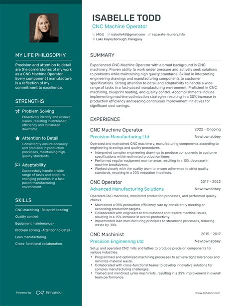 cnc operator resume word format